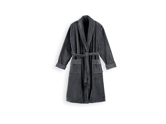 Super Smooth Cotton Bathrobe Men L Charcoal Grey