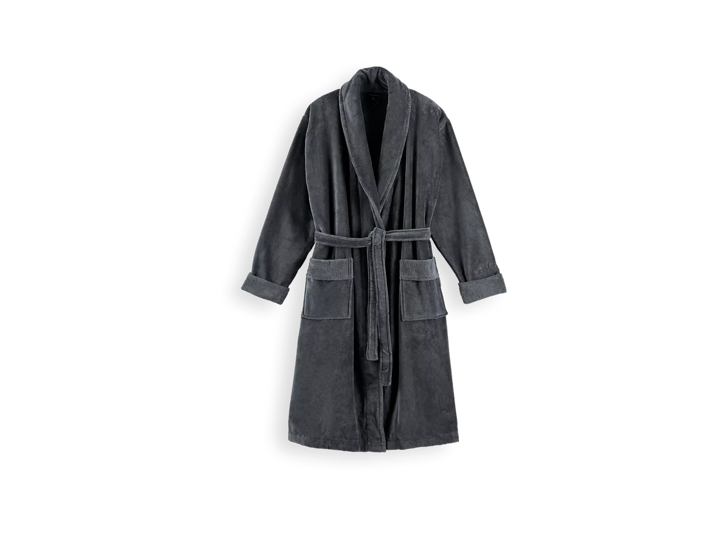 Super Smooth Cotton Bathrobe Men M Charcoal Grey